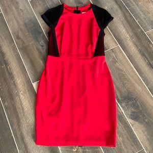 Cache Red and black dress with zipper down the complete back